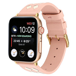 Avis Wewoo Pour Apple Watch séries 5 et 4 Bracelet en cuir véritable - Modèle tissé - 38 mm - 3 et 2 & 1 - 38 mm rose blanc