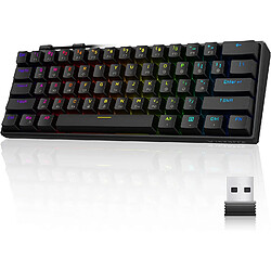 Clavier de jeu mécanique Bluetooth/2.4G/USB 60% clavier PBT remplaçable à chaud clavier sans fil/filaire pour Windows PC Gamer