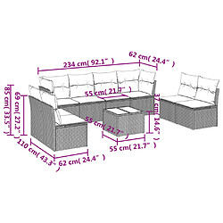 Avis Maison Chic Salon de jardin avec coussins 9 pcs | Ensemble de Table et chaises | Mobilier d'Extérieur beige résine tressée -GKD70924