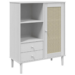 vidaXL Buffet SENJA aspect rotin blanc 90x40x112cm bois massif de pin