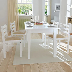 vidaXL Chaises à manger lot de 4 blanc hévéa solide et velours 