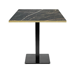 Restootab Table 70x70cm - modèle Milan marbre samas chants laiton