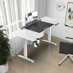 Bureau Oxnard à hauteur réglable 73 - 118 cm en forme de L blanc [pro.tec]