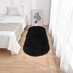 LUUCOZK Tapis moelleux en fausse fourrure pour chambre à coucher, salon-noir-60x150cm ovale