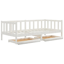 Maison Chic Lit de jour avec tiroirs, Lit de repos pour Salon Chambre,Canapé-lit,Lit d'invité 90x200 cm Blanc Bois de pin massif -MN35645