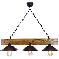 Hanah Home Suspension en bois 3 abat-jour Sabka. Suspension en bois 3 abat-jour Sabka