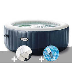 Kit spa gonflable Intex PureSpa Blue Navy rond Bulles 6 places + Porte/verre + Aspirateur