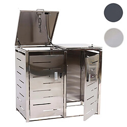 Mendler Cache-poubelle pour 2 poubelles HWC-E83, Cache-poubelle, extensible 103x115x63cm ~ Acier inoxydable 38kg