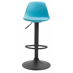 Decoshop26 Lot de 2 tabourets de bar moderne et confortable assise en PVC bleu coque en plastique et pieds en métal noir 10_0004236