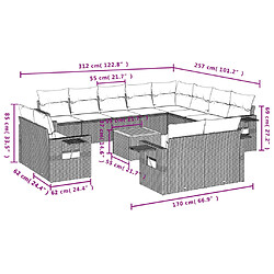 Acheter vidaXL Salon de jardin avec coussins 13 pcs gris résine tressée