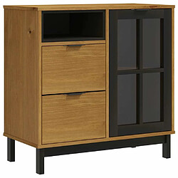 Maison Chic Buffet,Meuble de Rangement,commode pour salon,Cuisine avec porte vitrée FLAM 80x40x80 cm bois massif de pin -MN47337