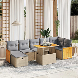 vidaXL Salon de jardin avec coussins 8 pcs beige résine tressée 