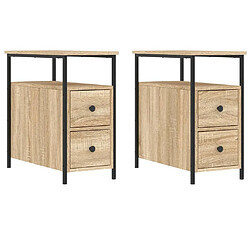 Maison Chic Lot de 2 Tables de chevet - Tables de Nuit chêne sonoma 30x60x60 cm bois ingénierie