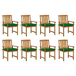 Maison Chic Lot de 8 Chaises de jardin,Fauteuil d'extérieur avec coussins Bois d'acacia solide -MN68878