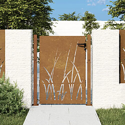 vidaXL Portail de jardin 105x130 cm acier corten conception d'herbe 