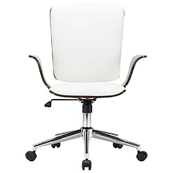 Maison Chic Chaise Gaming | Chaise pivotante de bureau Ergonomique Fauteuil Blanc Similicuir et bois courbé -GKD97617