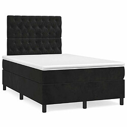 Maison Chic Lit adulte - Lit + matelas + LED,Sommier à lattes de lit et matelas LED noir 120x190 cm velours -GKD36332