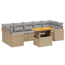 vidaXL Salon de jardin avec coussins 8 pcs beige résine tressée