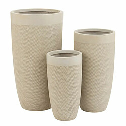 Paris Prix Lot de 3 Vases Ronds Design Argile 72cm Beige