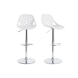 Miliboo Tabourets de bar design avec motif baroque blanc (lot de 2) BAROCCA