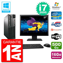 PC Lenovo M82 SFF Ecran 27" i7-2600 RAM 16Go Disque 500Go Graveur DVD Wifi W7 · Occasion 