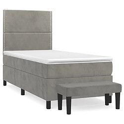 Maison Chic Structures de lit + matelas,Lit à sommier tapissier et matelas pour Chambre Gris clair 80x200 cm Velours -MN12343