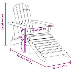 vidaXL Chaise Adirondack avec pouf bleu bois massif de sapin pas cher