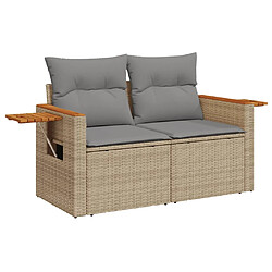 Avis vidaXL Salon de jardin avec coussins 5 pcs beige résine tressée