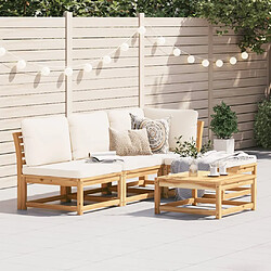 vidaXL Salon de jardin avec coussins 5 pcs Bois d'acacia solide 