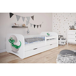 Lit Babydreams petit dino blanc avec un tiroir sans matelas 180/80