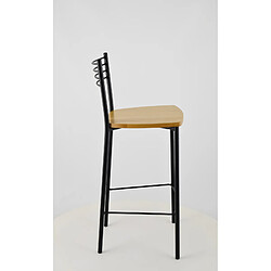 Acheter T M C S Tommychairs - Set 2 tabourets ELENA, structure en acier noir mat et assise en bois chêne