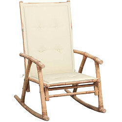 Maison Chic Chaise à bascule avec coussin | Fauteuil à bascule Rocking chair Bambou -GKD66553