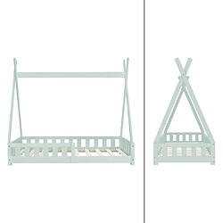 ML-Design Lit d'Enfants Tipi Vert Menthe avec Protection Contre les Chutes en Bois de Pin Massif 80x160 cm