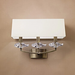 Luminaire Center Applique murale Akira avec interrupteur 3 Ampoules E14, laiton antique avec Abat jour crème