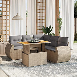 vidaXL Salon de jardin avec coussins 6 pcs beige résine tressée