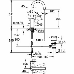 GROHE - Mitigeur monocommande Lavabo, robinet de lavabo Taille L, 23780000 pas cher