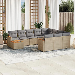 vidaXL Salon de jardin et coussins 11 pcs mélange beige résine tressée 