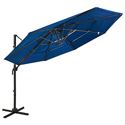 vidaXL Parasol de jardin à 4 niveaux avec mât en aluminium bleu azuré 