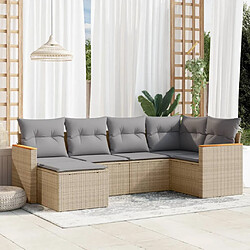 vidaXL Salon de jardin avec coussins 6pcs mélange beige résine tressée 