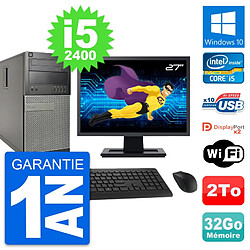 PC Tour Dell 9010 Ecran 27" Intel i5-2400 RAM 32Go Disque 2To Windows 10 Wifi - Occasion