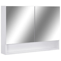 Helloshop26 Armoire à miroir de salle de bain led 80 x 15 x 60 cm MDF blanc 02_0006728 