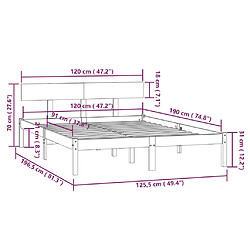 vidaXL Cadre de lit sans matelas blanc bois massif pas cher