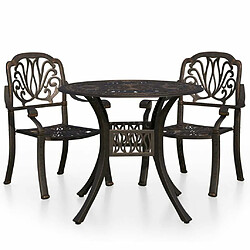 Maison Chic Table de bistro et chaises d'extérieur 3 pcs,Ensemble de bistro de jardin pour relax Aluminium coulé Bronze -GKD771396