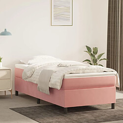 vidaXL Sommier à lattes de lit avec matelas Rose 90x190 cm Velours 