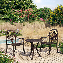 Maison Chic Table de bistro et chaises d'extérieur 3 pcs,Ensemble de bistro de jardin pour relax Aluminium coulé Bronze -GKD555156