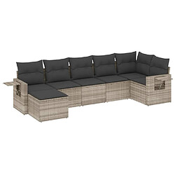 vidaXL Salon de jardin avec coussins 7 pcs gris clair résine tressée