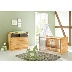 Pinolino Ensemble Economique Natura large 2 pièces lit de bébé évolutif commode à langer large 