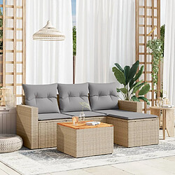 vidaXL Salon de jardin avec coussins 5pcs mélange beige résine tressée 