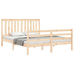 Acheter Maison Chic Cadre/structure de lit avec tête de lit pour adulte - Lit Moderne Chambre king size bois massif -MN41414