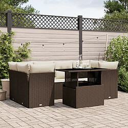 vidaXL Salon de jardin avec coussins 7 pcs marron résine tressée 